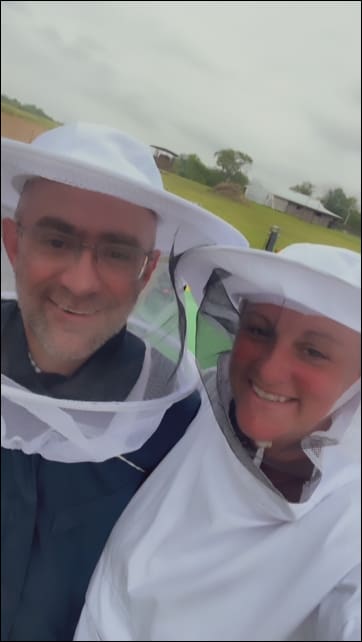 Sunshine & Lavender | Nathan and I out tending our honey bee hives.